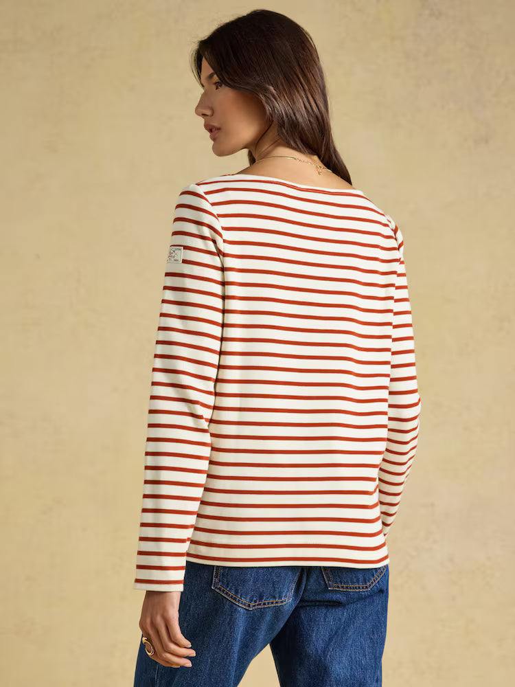 Joules Striped Long Sleeve Boat Neck Breton Top Red/White