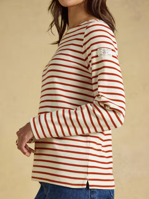 Joules Striped Long Sleeve Boat Neck Breton Top Red/White