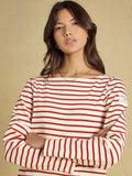 Joules Striped Long Sleeve Boat Neck Breton Top Red/White