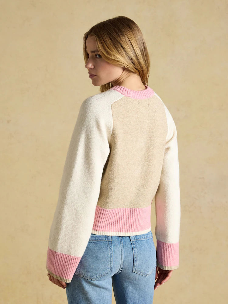 Joules Nura Cardigan - Cream & Pink