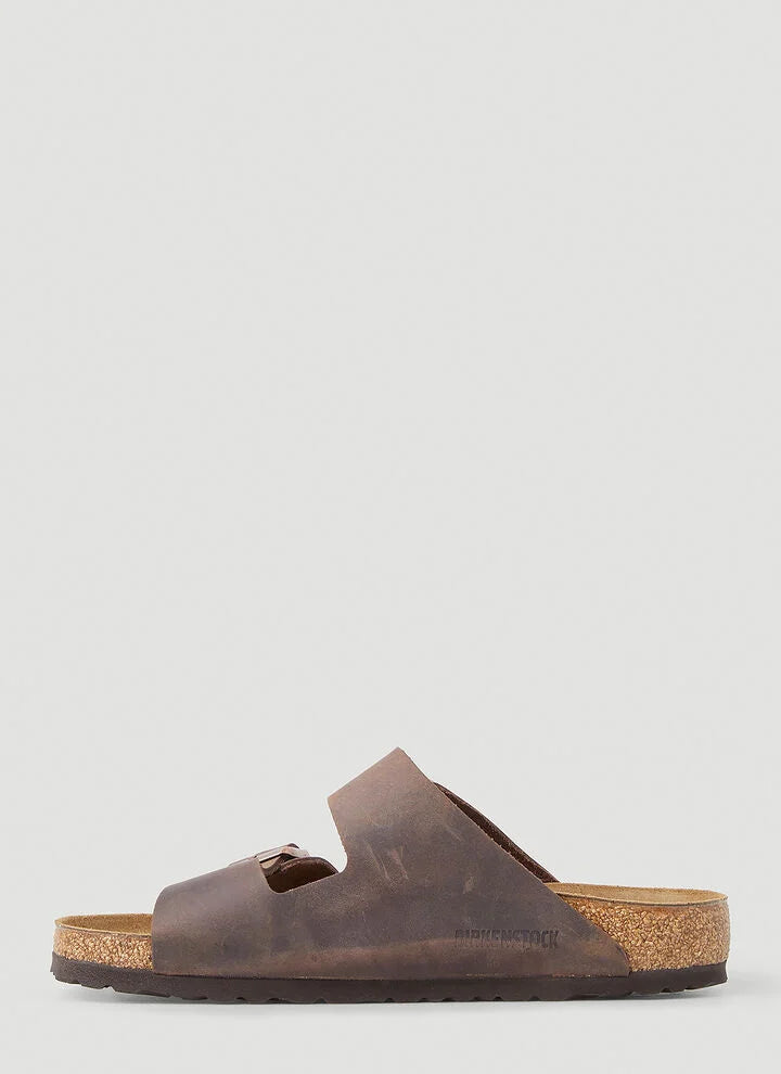Birkenstock Arizona Dark Brown Two-Strap Sandals Habana- copper buckle
