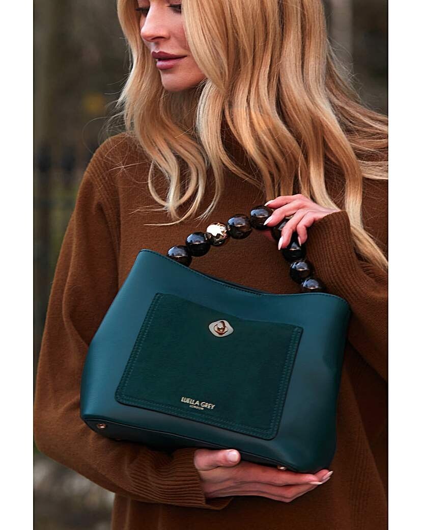 Luella Grey London Teal Beaded Handle Tote Bag