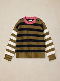 White Stuff Bea Button Jumper - Green Multi