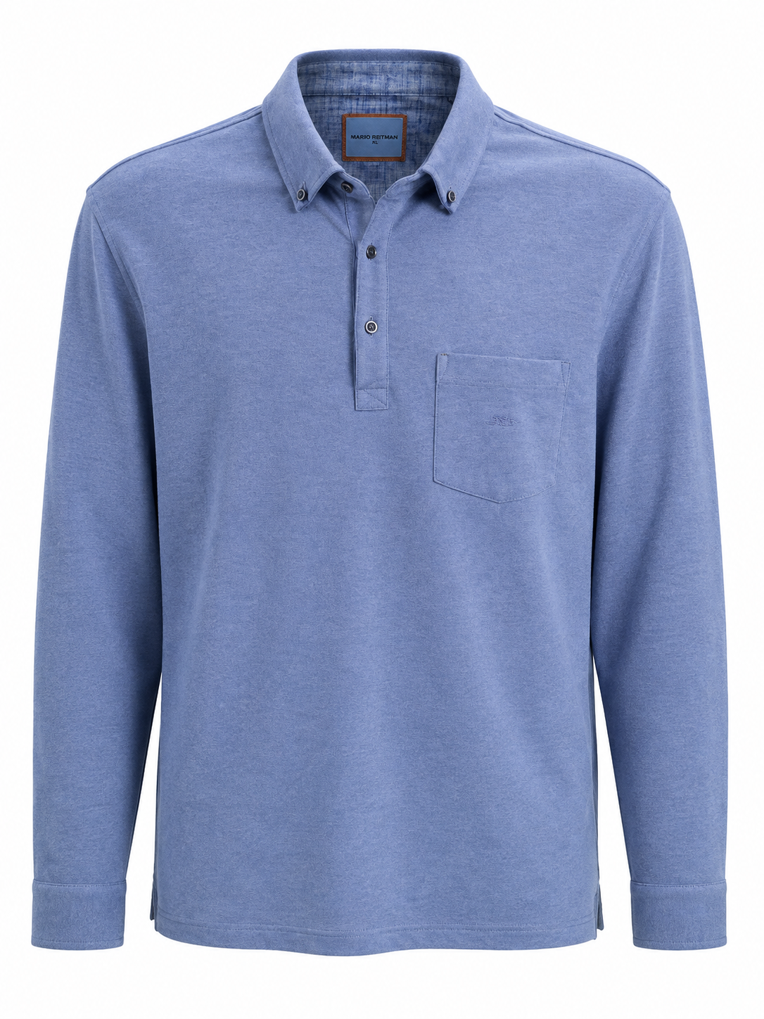 Dario Beltran Long Sleeve Polo - Blue- Menswear