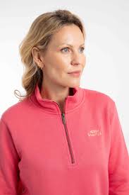 Weird Fish Avery Quarter Zip Sweatshirt - Flamingo
