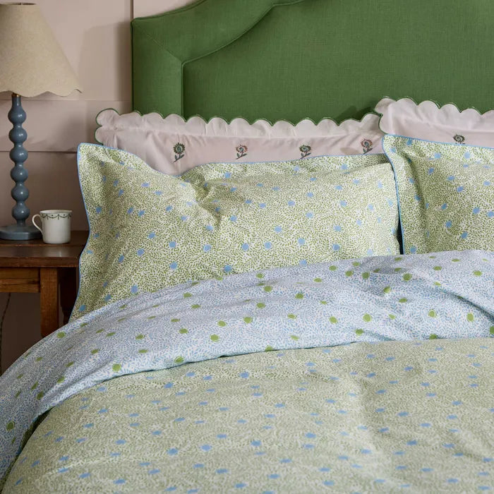 Joules Trailing Ditsy Duvet Cover SET, 100% Cotton Green