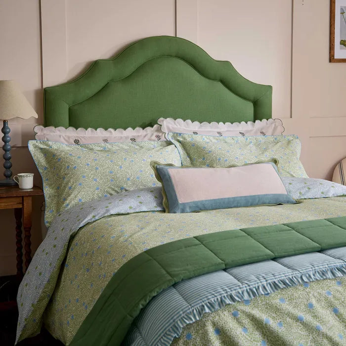 Joules Trailing Ditsy Duvet Cover SET, 100% Cotton Green
