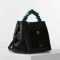 Luella Grey London Black Beaded Handle Tote Bag
