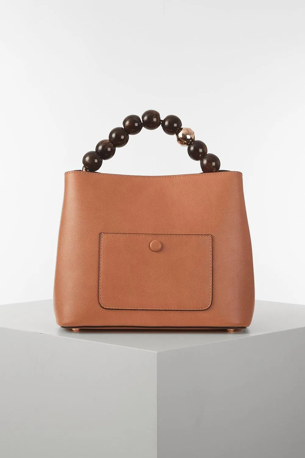 Luella Grey London Tan Beaded Handle Tote Bag