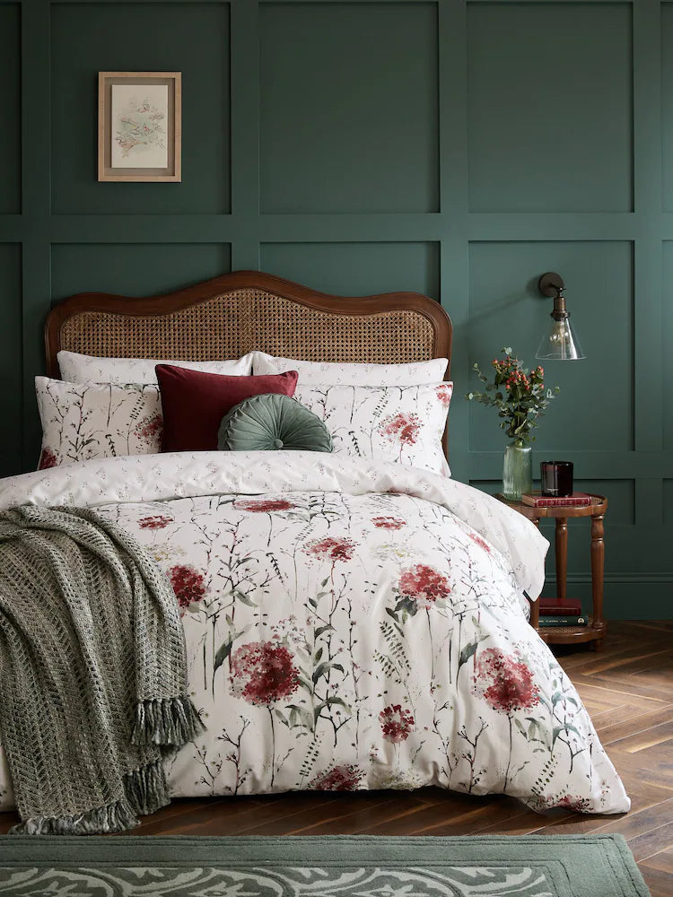 Laura Ashley Pallington Ruby 100% Cotton Duvet Cover Set